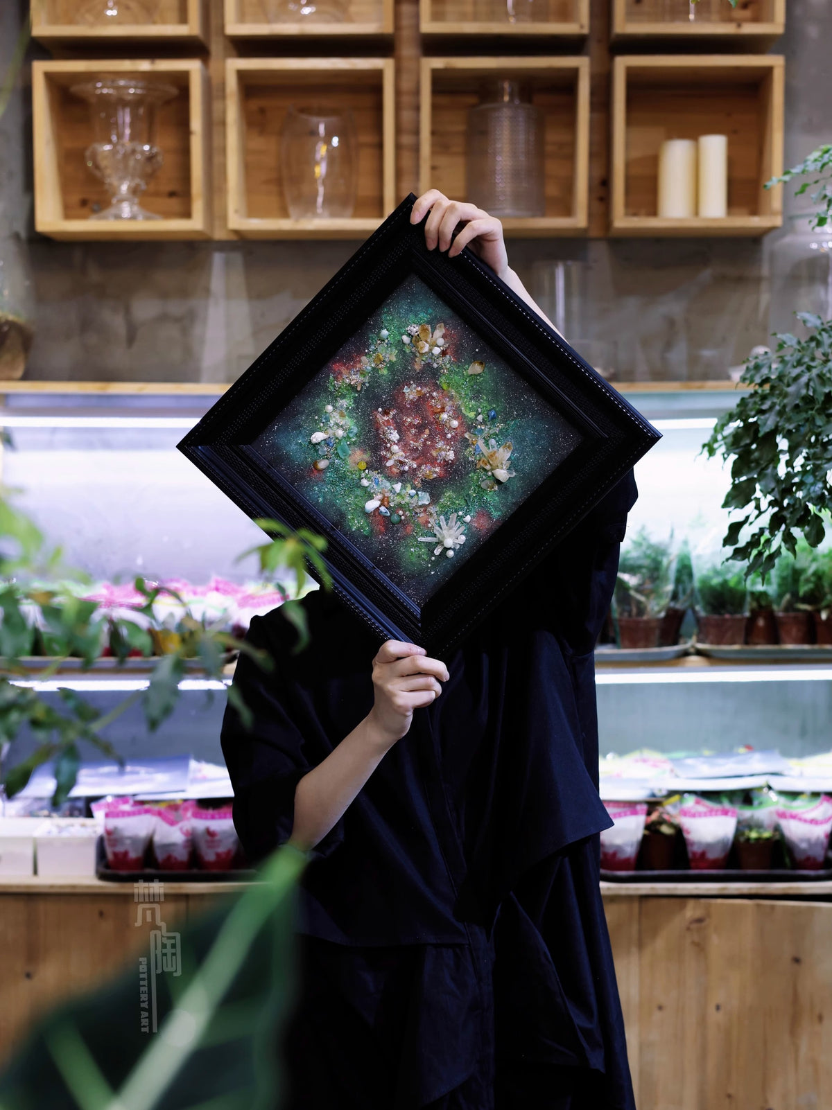 Green Rose Nebula | Galaxy | Retro Photo Frame Ornaments | Home Decoration Painting | Creative Gift | Niche Girlfriend Gift | Ore Painting