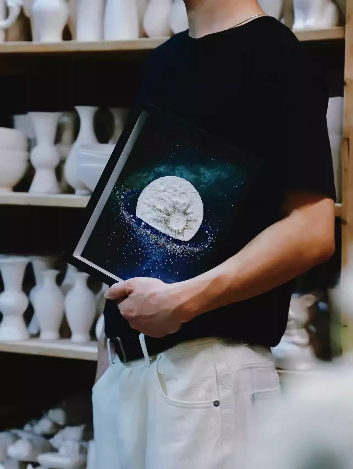 Aurora Moon | Moon In The Starry Sky | Solar System | Specimen Decorative Painting | Photo Frame Ornaments | Gift For Boyfriend | Handmade | DIY Material Package | Texture Painting