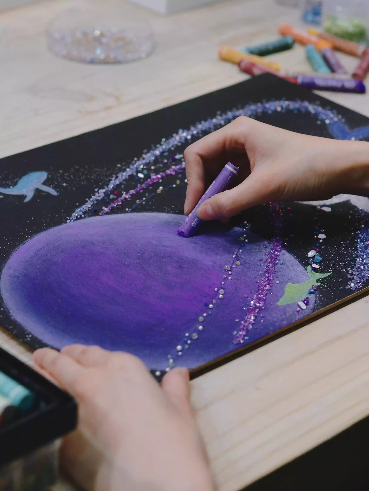 Purple Planet | Galaxy | Universe | DIY | Handmade | Material Package | Creative Gift | Home Furnishing | Hanging Painting | Dustproof Glass Cover