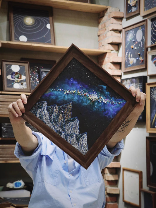 Snow Mountian | Galaxy | Nebula | Quartz Sand | DIY Material Package | Texture Painting | Home Decoration Painting | Original Gift | Birthday Gift
