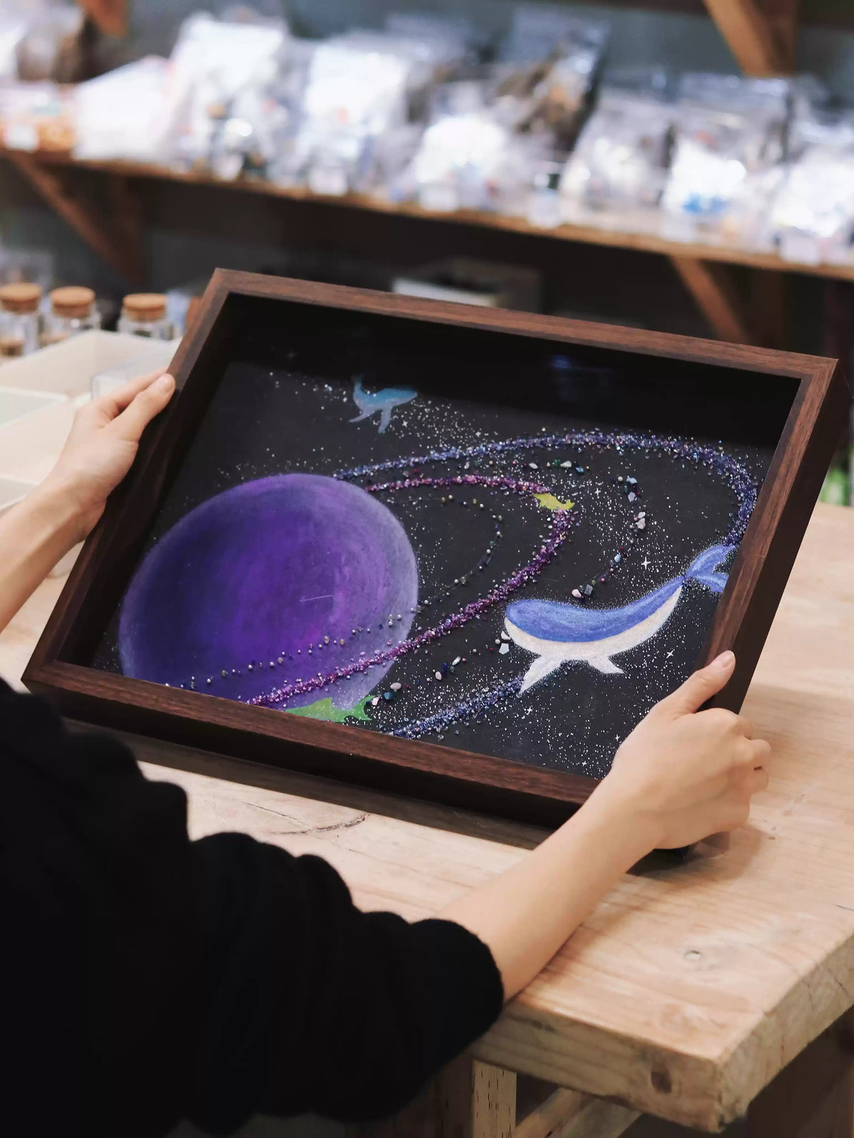 Purple Planet | Galaxy | Universe | DIY | Handmade | Material Package | Creative Gift | Home Furnishing | Hanging Painting | Dustproof Glass Cover