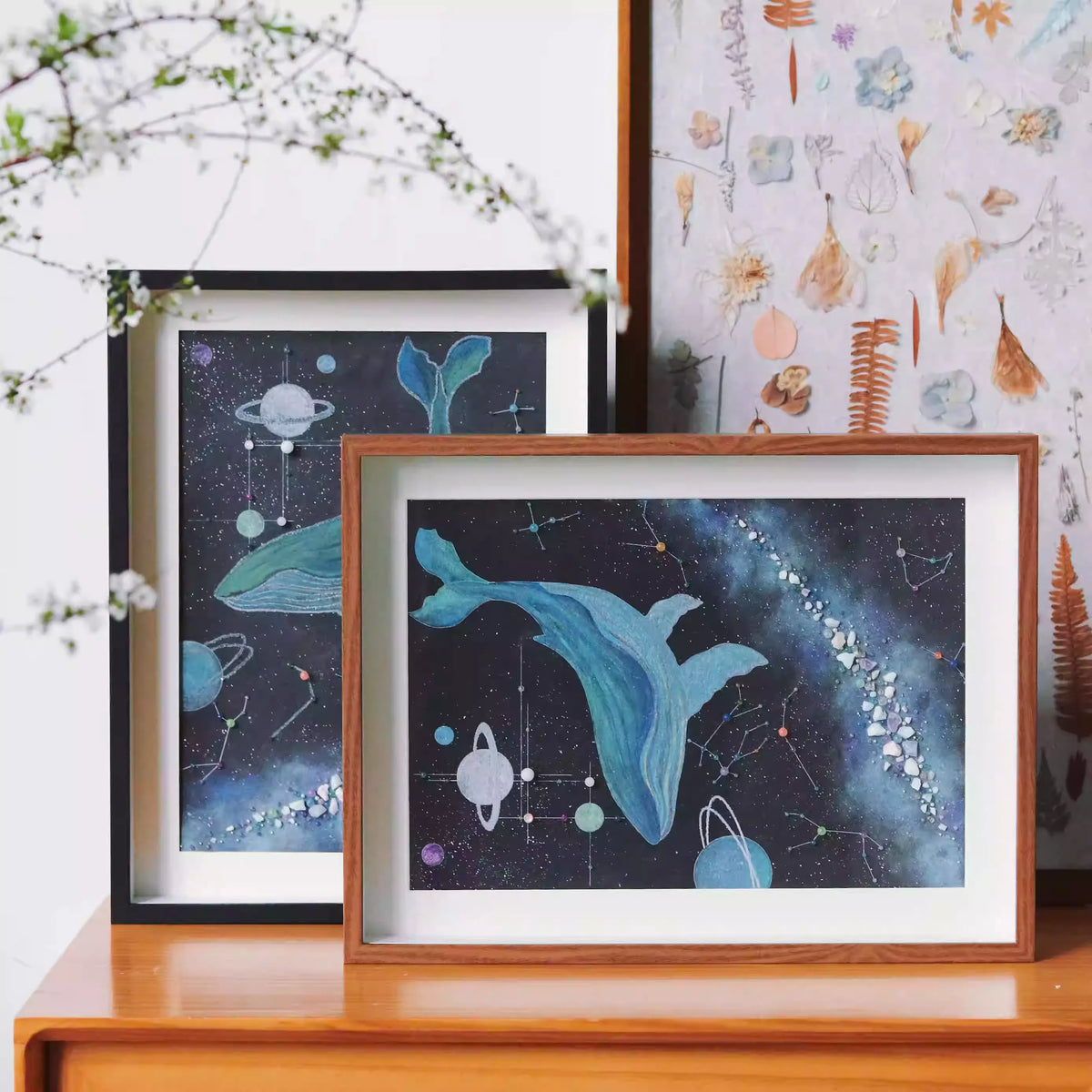 Galaxy Whale | DIY | Handmade Material Package | Creative Gift | Home Furnishings | Hanging Painting | Dustproof Glass Cover | Luminous Stone