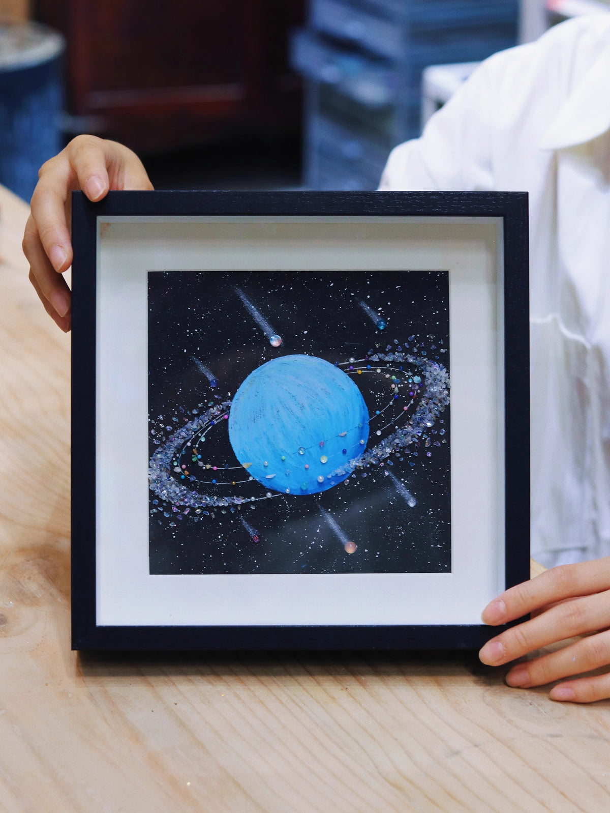 Mini Uranus | Solar System | Universe | Starry Sky Galaxy | Decorative Painting | Gift | Original Niche | Soft Decoration | Hanging Painting | Oil Painting
