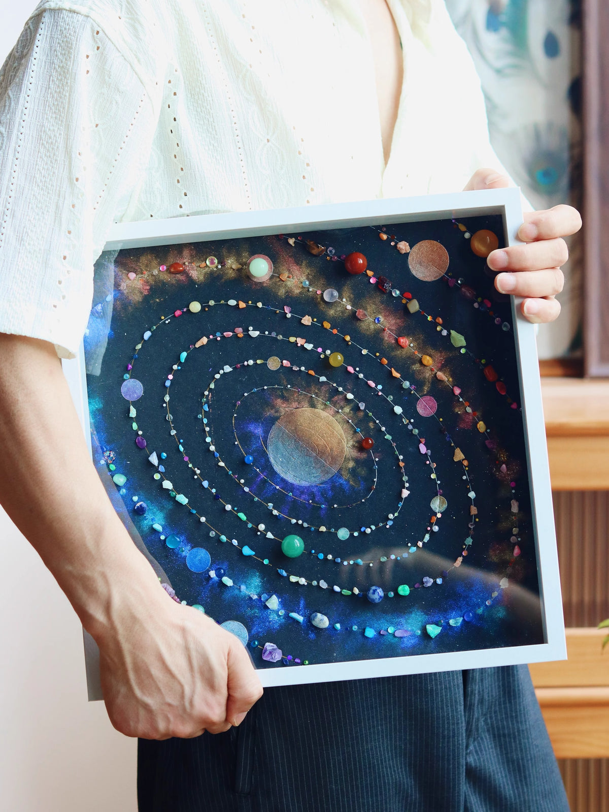Cold And Warm Aurora Universe | Color-contrast Aurora Universe | Galaxy | Mineral | Planet Painting | Photo Frame Glass Cover | Girlfriend Boyfriend Gift | Recommendation Niche Gift
