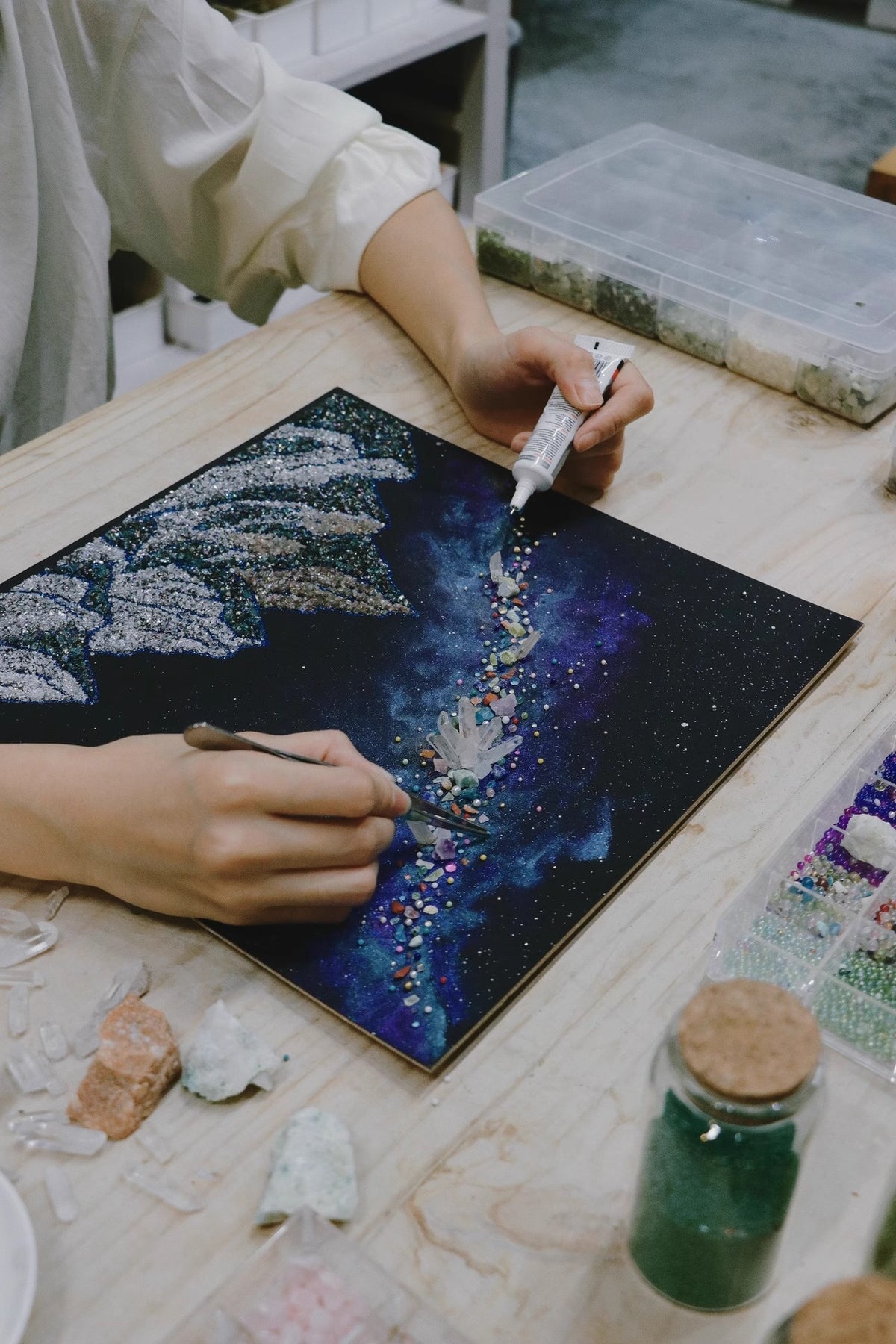 Snow Mountian | Galaxy | Nebula | Quartz Sand | DIY Material Package | Texture Painting | Home Decoration Painting | Original Gift | Birthday Gift