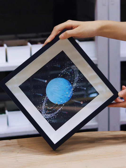 Mini Uranus | Solar System | Universe | Starry Sky Galaxy | Decorative Painting | Gift | Original Niche | Soft Decoration | Hanging Painting | Oil Painting