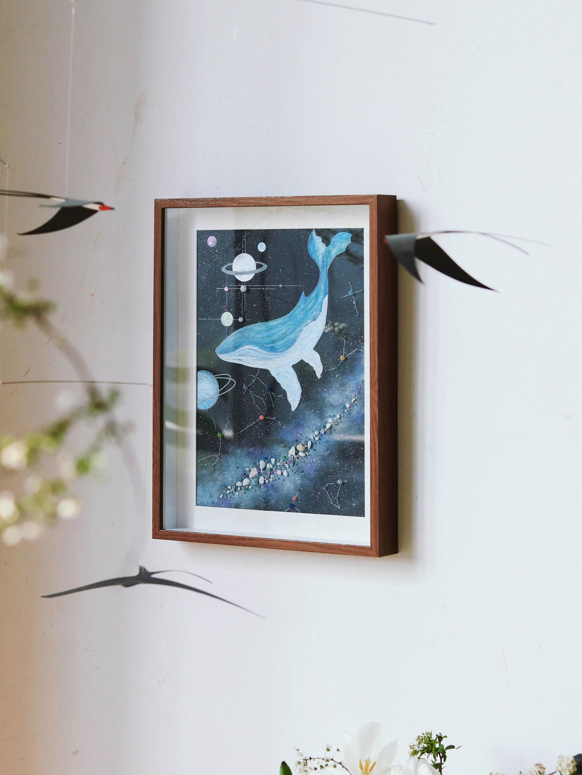 Galaxy Whale | DIY | Handmade Material Package | Creative Gift | Home Furnishings | Hanging Painting | Dustproof Glass Cover | Luminous Stone