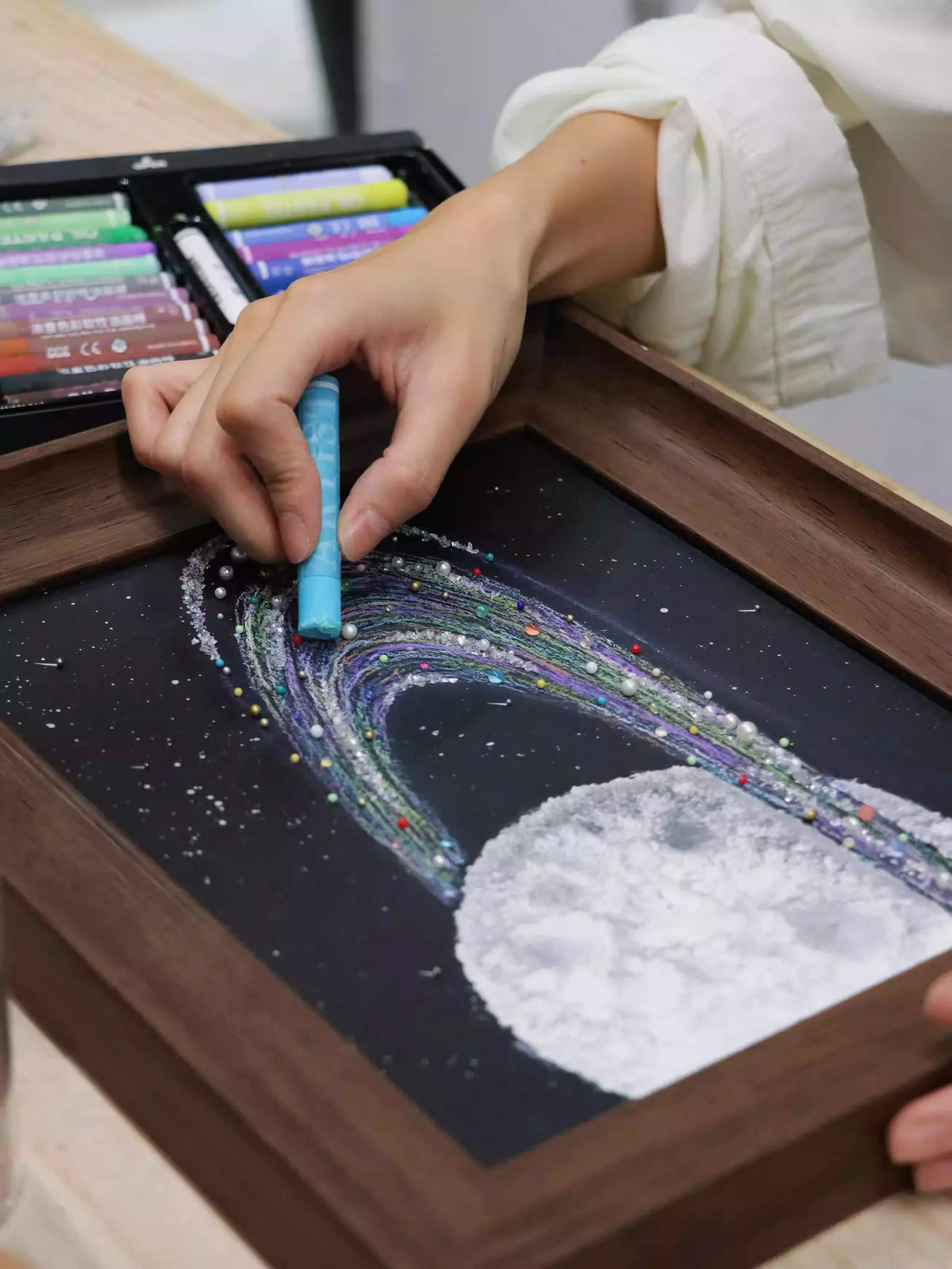 Moon | Lunar | Solar System | Texture | Quartz Sand | Decorative Painting | Gift | Home Furnishing | Handmade | DIY Material Package