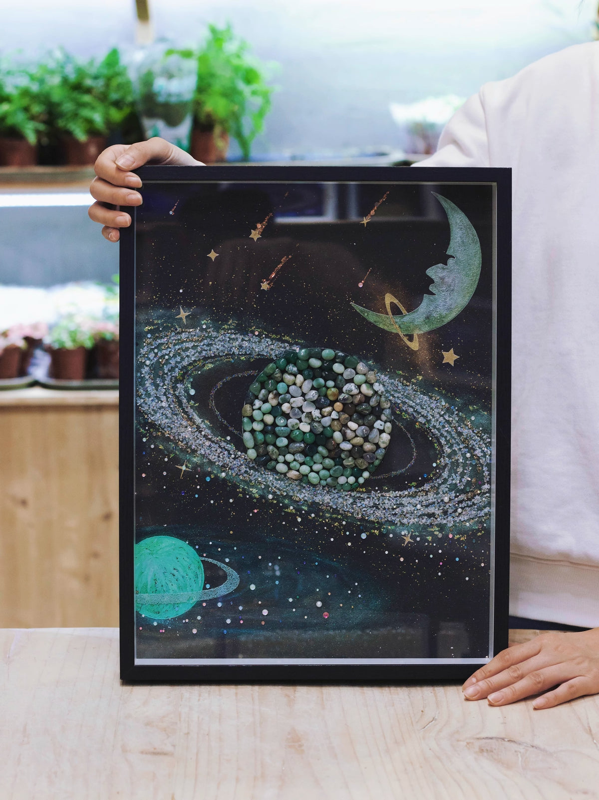 Mercury | Crystal | Contains Natural Ore Specimens Of Glass Phase | Eight Major Planets Of The Solar System | Decorative Painting | DIY | Birthday Gift | Living Room Background