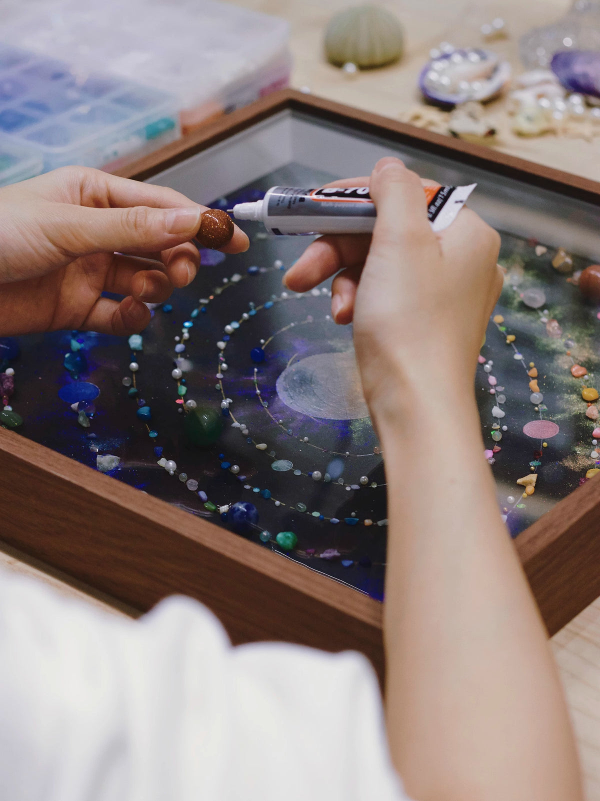 Cold And Warm Aurora Universe | Color-contrast Aurora Universe | Galaxy | Mineral | Planet Painting | Photo Frame Glass Cover | Girlfriend Boyfriend Gift | Recommendation Niche Gift
