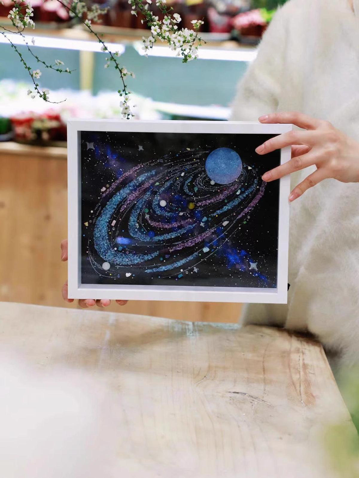 Luminous Neptune | Night light | Solar system | Luminous model | Desktop ornaments | Decoration painting | Universe planet | DIY | Birthday gift | Photo frame