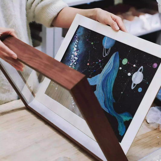 Galaxy Whale | DIY | Handmade Material Package | Creative Gift | Home Furnishings | Hanging Painting | Dustproof Glass Cover | Luminous Stone
