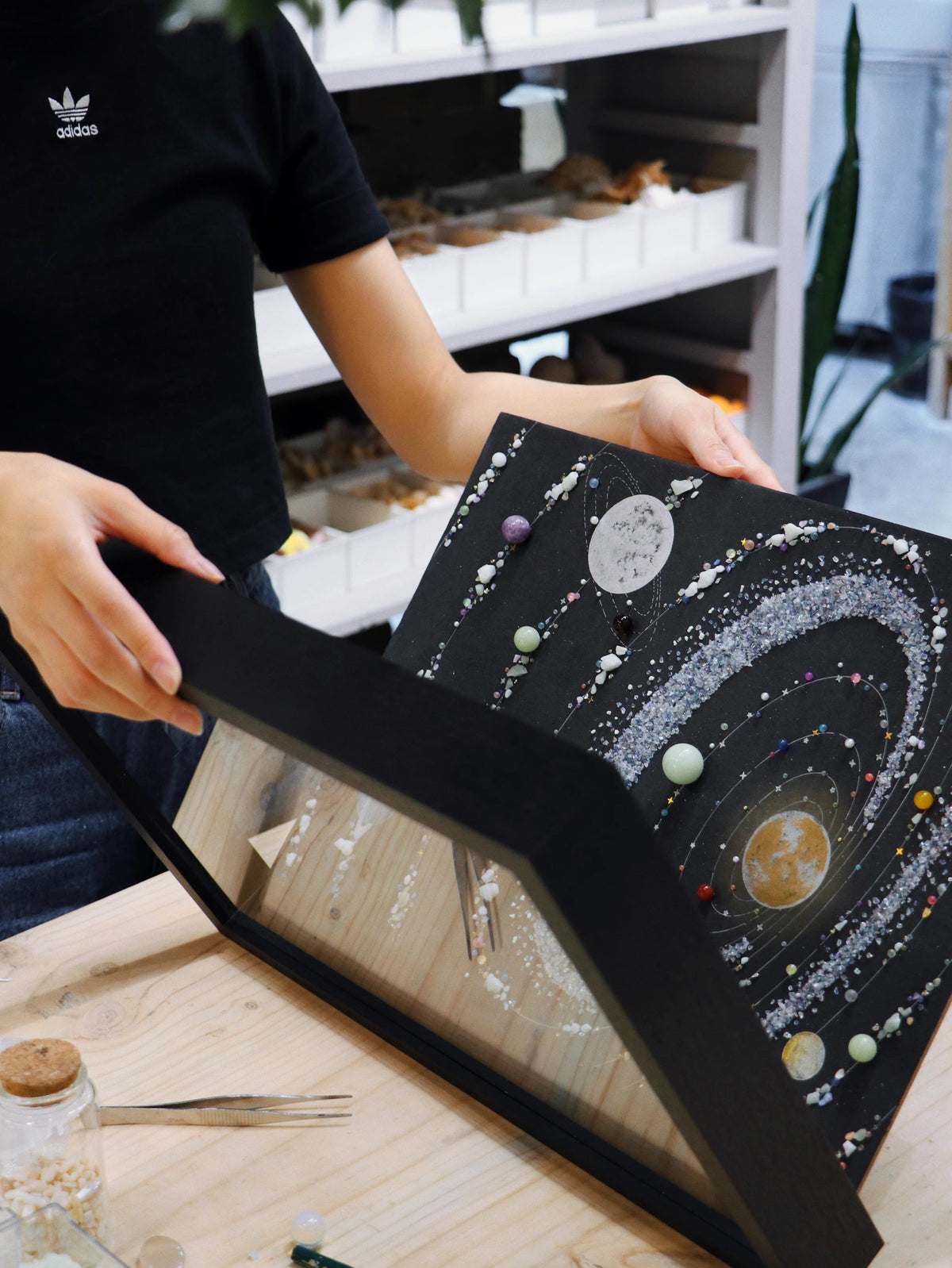 Luminous Universe | Glow In The Dark Universe | Galaxy | Photo Frame | Glass Dustproof | Gift | Recommendation | Cosmic Mineral Specimen Painting | Soft Furnishings | Hanging Painting