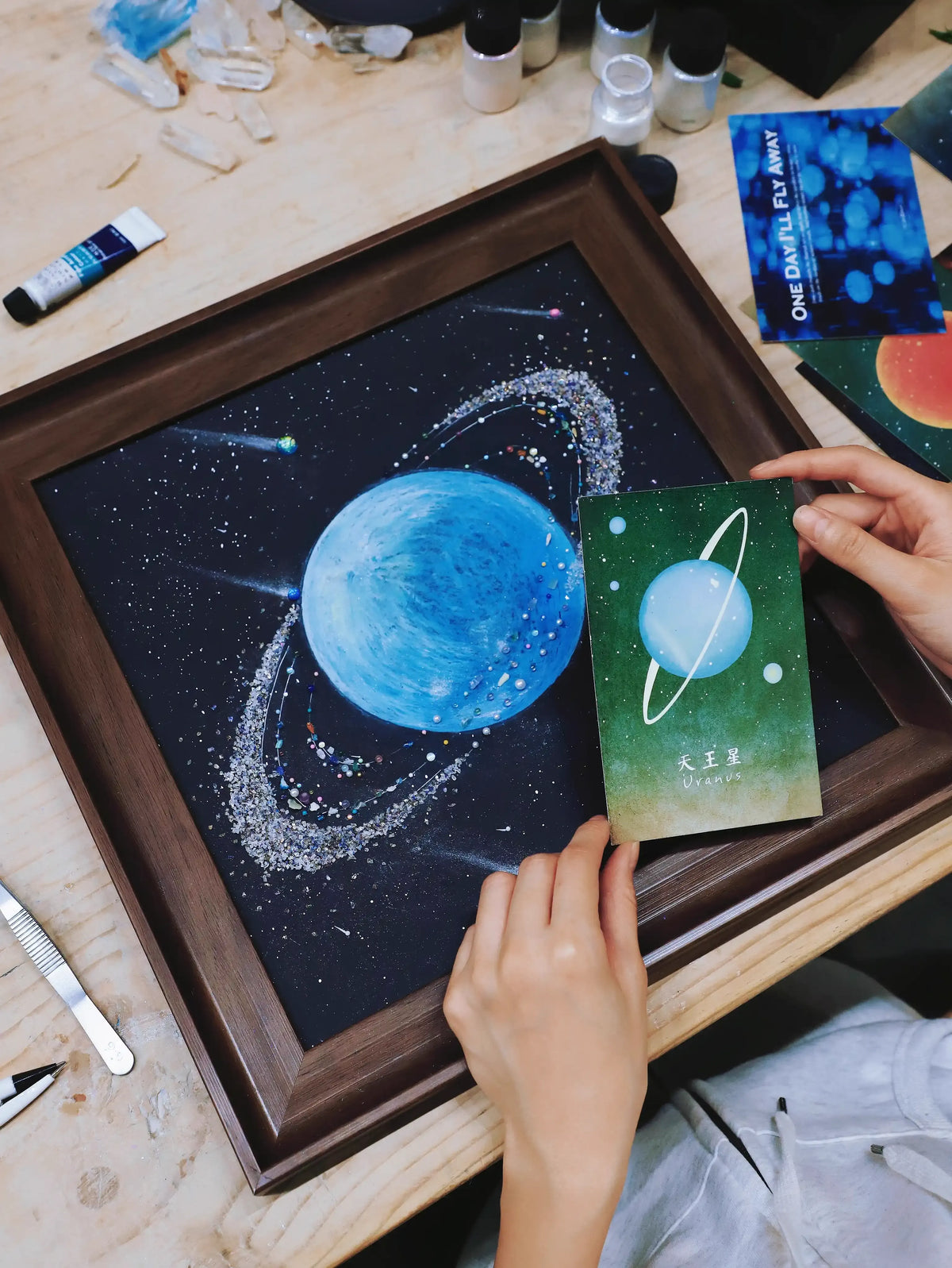 Uranus | Solar System | Universe Starry Sky | Decorative Painting | Gift | Original Niche | Soft Decoration Hanging Painting