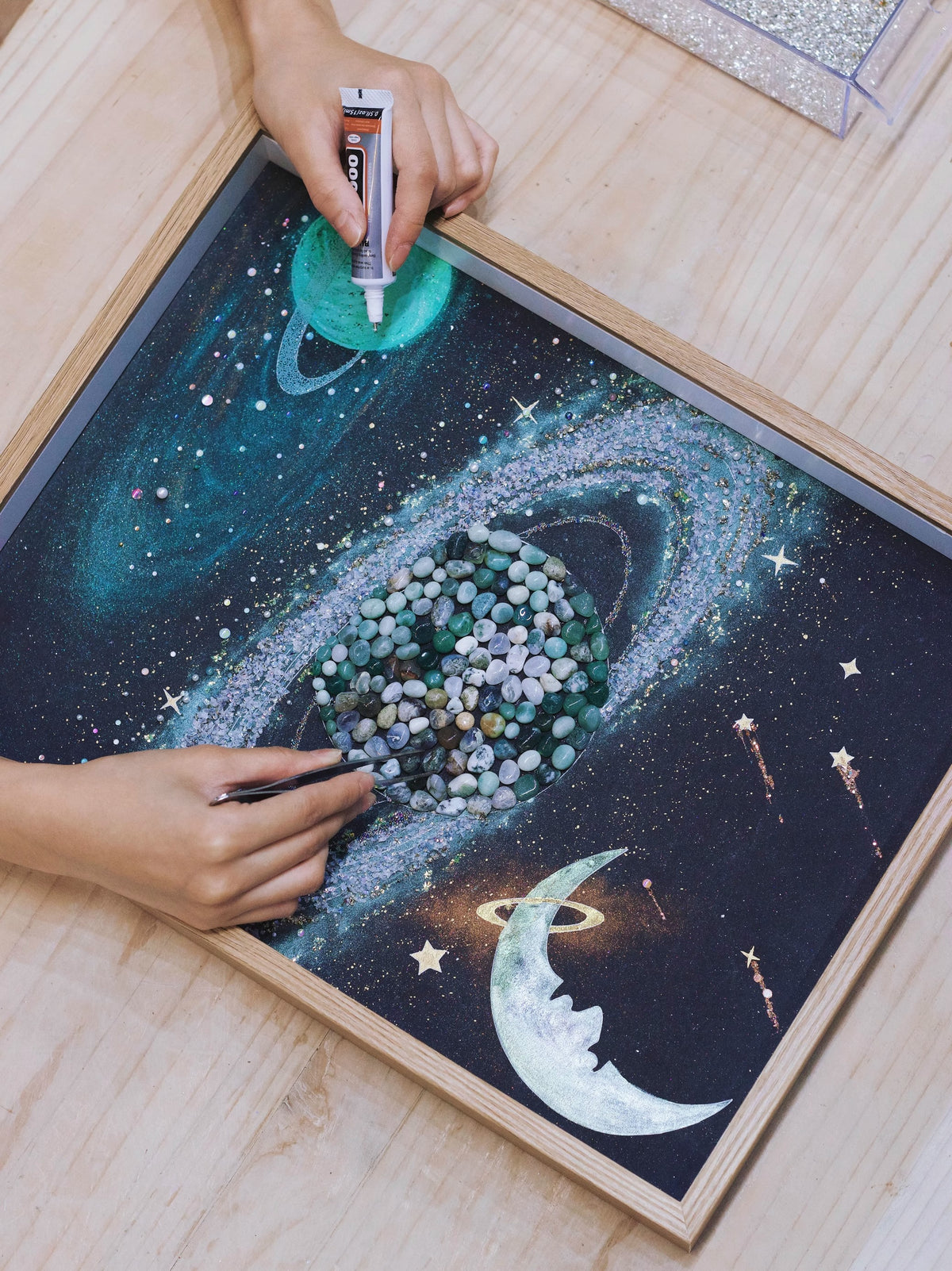 Mercury | Crystal | Contains Natural Ore Specimens Of Glass Phase | Eight Major Planets Of The Solar System | Decorative Painting | DIY | Birthday Gift | Living Room Background