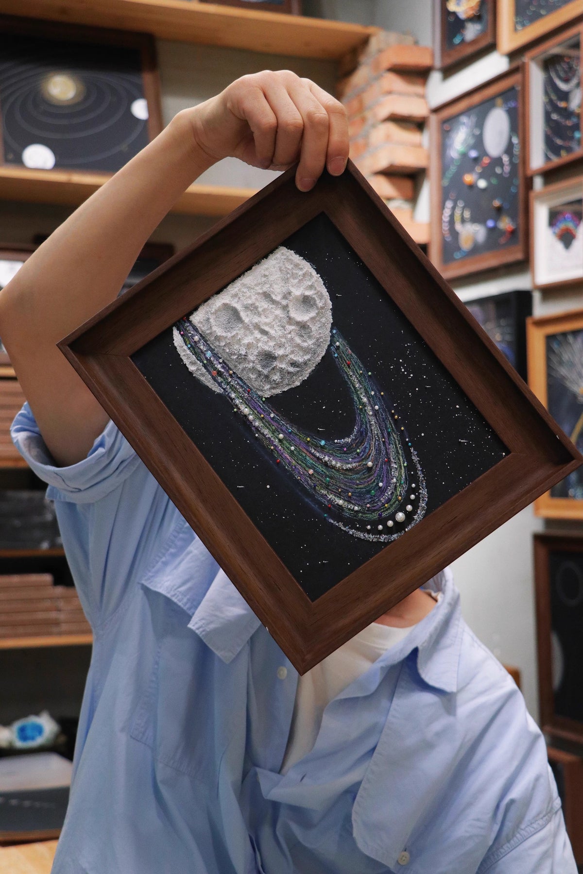 Moon | Lunar | Solar System | Texture | Quartz Sand | Decorative Painting | Gift | Home Furnishing | Handmade | DIY Material Package