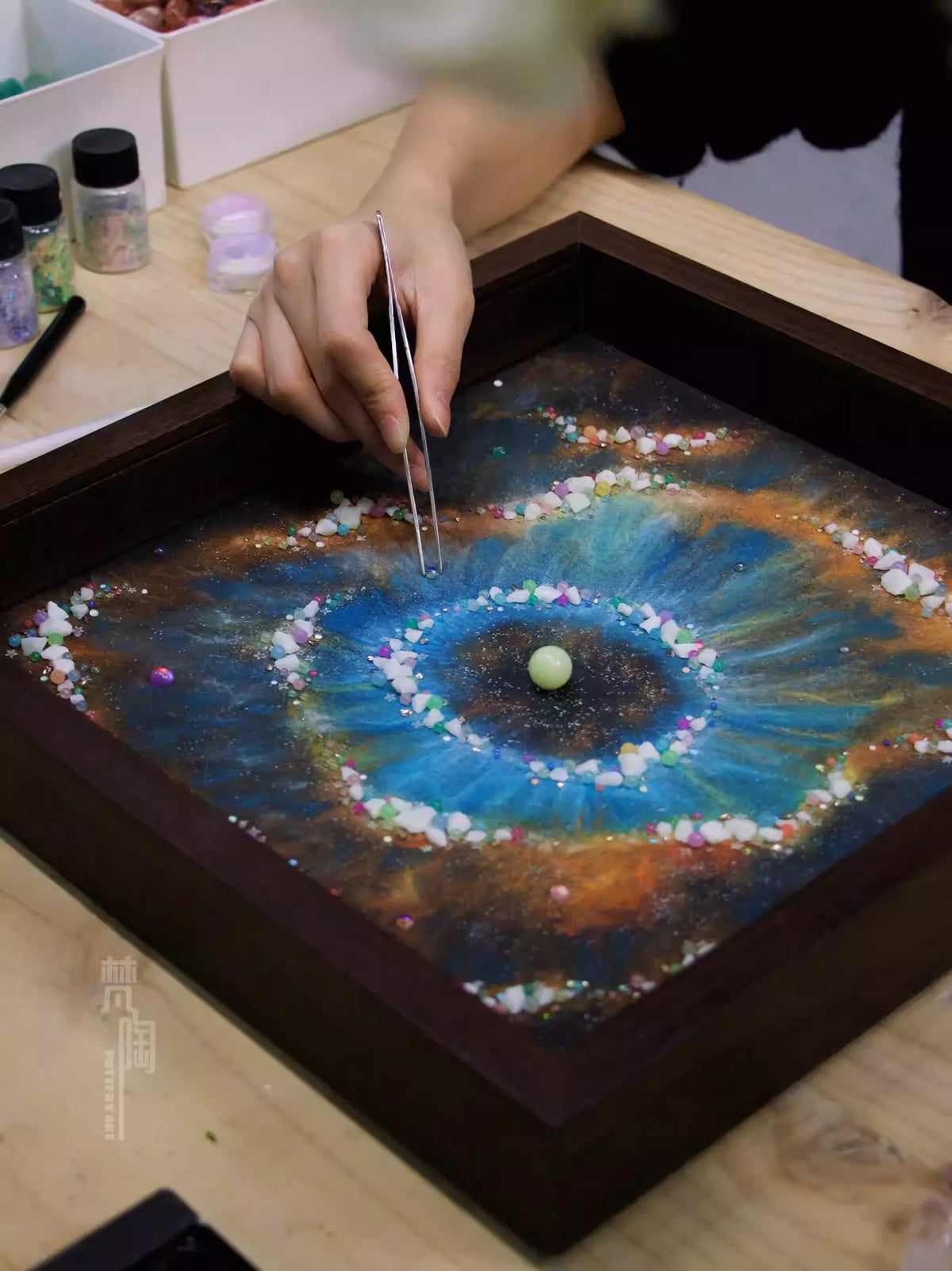Luminous God's Eye | Eye of God | Galaxy | Nebula | Luminous Mineral Universe Solar System | Antique Glass Photo Frame | Exquisite Gift | Ornaments