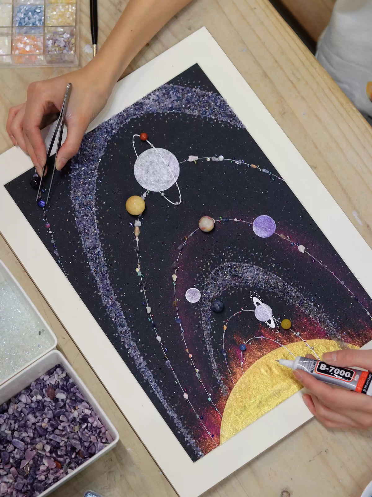 Purple Solar System | Universe Decorative Painting | Dust Cover | Home Furnishing | Hanging Painting | New Home Gift