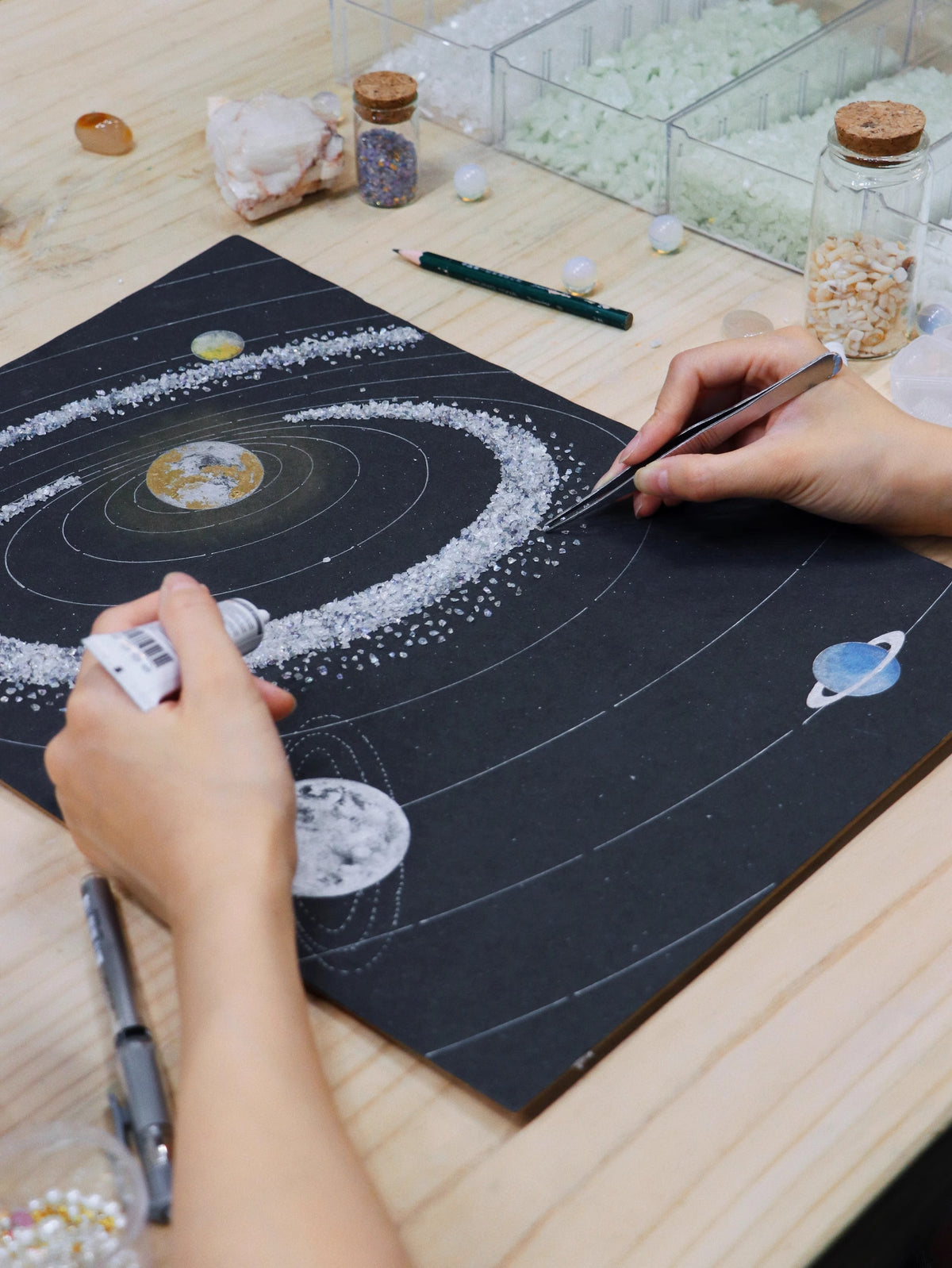 Luminous Universe | Glow In The Dark Universe | Galaxy | Photo Frame | Glass Dustproof | Gift | Recommendation | Cosmic Mineral Specimen Painting | Soft Furnishings | Hanging Painting