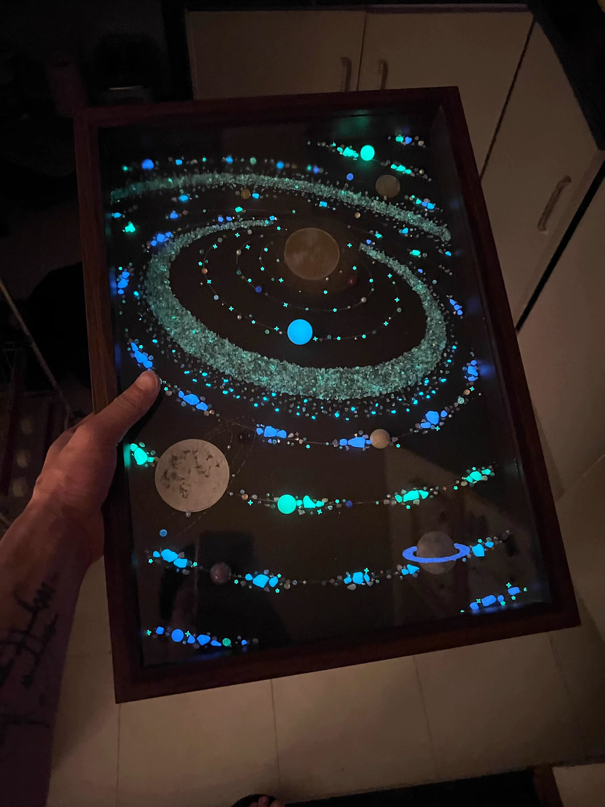 Luminous Universe | Glow In The Dark Universe | Galaxy | Photo Frame | Glass Dustproof | Gift | Recommendation | Cosmic Mineral Specimen Painting | Soft Furnishings | Hanging Painting