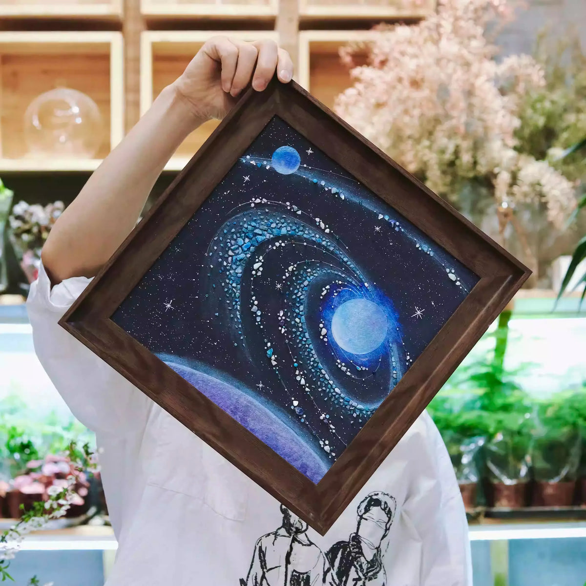 Blue Planet | Blue Vortex | Blue Phosphorus | Galaxy | Original Ore Stone | Replica | Photo Frame | Universe Space | Planet Painting | Crystal Painting | Original Gift | Hanging Painting