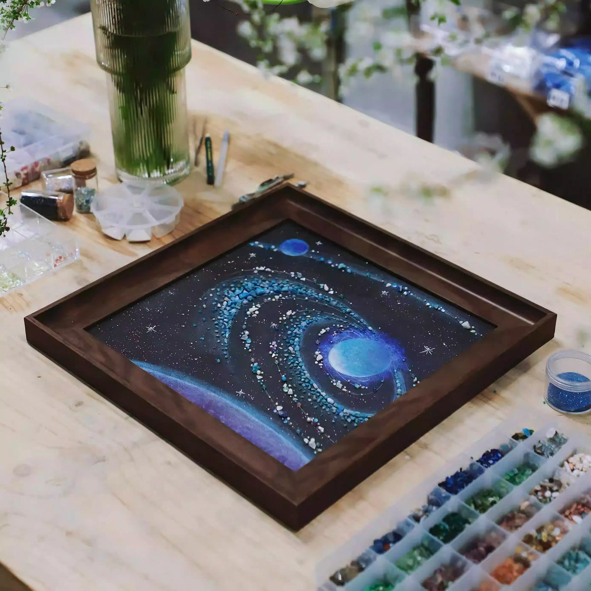 Blue Planet | Blue Vortex | Blue Phosphorus | Galaxy | Original Ore Stone | Replica | Photo Frame | Universe Space | Planet Painting | Crystal Painting | Original Gift | Hanging Painting