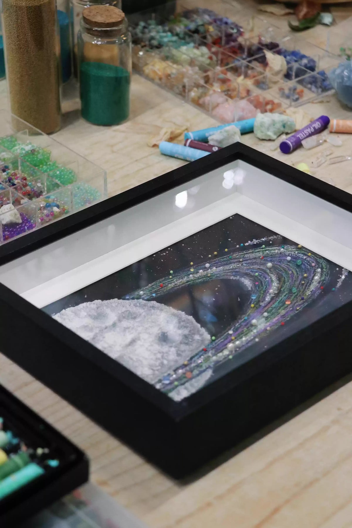 Moon | Lunar | Solar System | Texture | Quartz Sand | Decorative Painting | Gift | Home Furnishing | Handmade | DIY Material Package