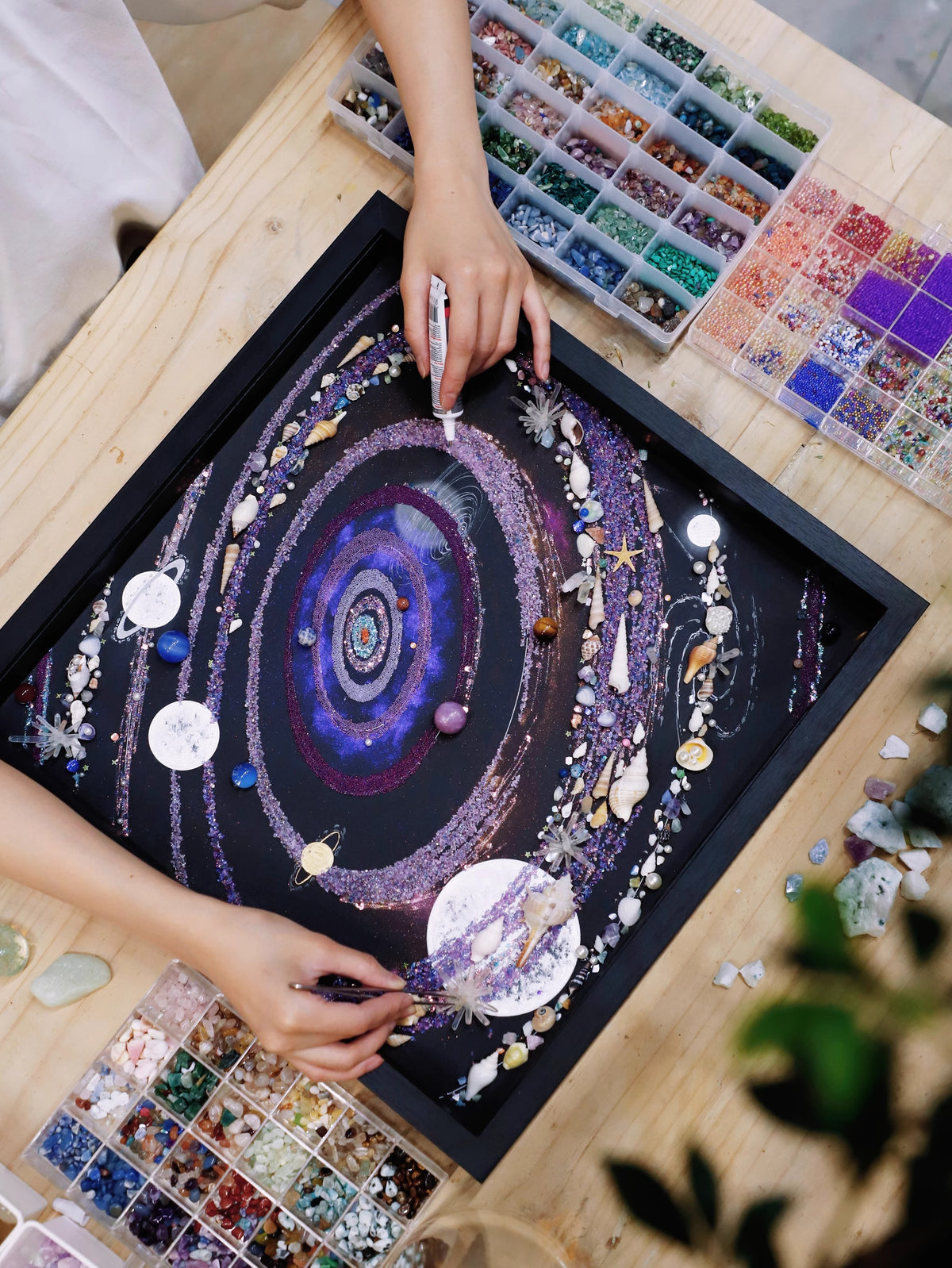 Luminous Purple Colorful Universe| Galaxy | Gift Recommendation | Home Photo Frame  | Hanging Painting | Universe Mineral Painting | Starry Sky | Ornaments