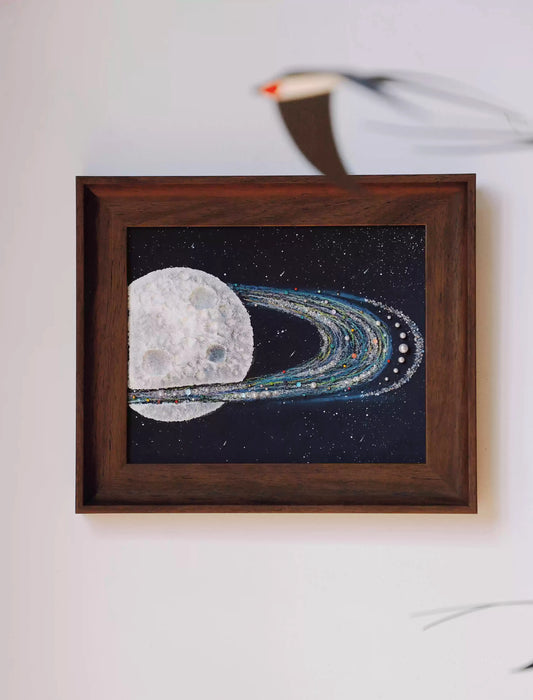 Moon | Lunar | Solar System | Texture | Quartz Sand | Decorative Painting | Gift | Home Furnishing | Handmade | DIY Material Package