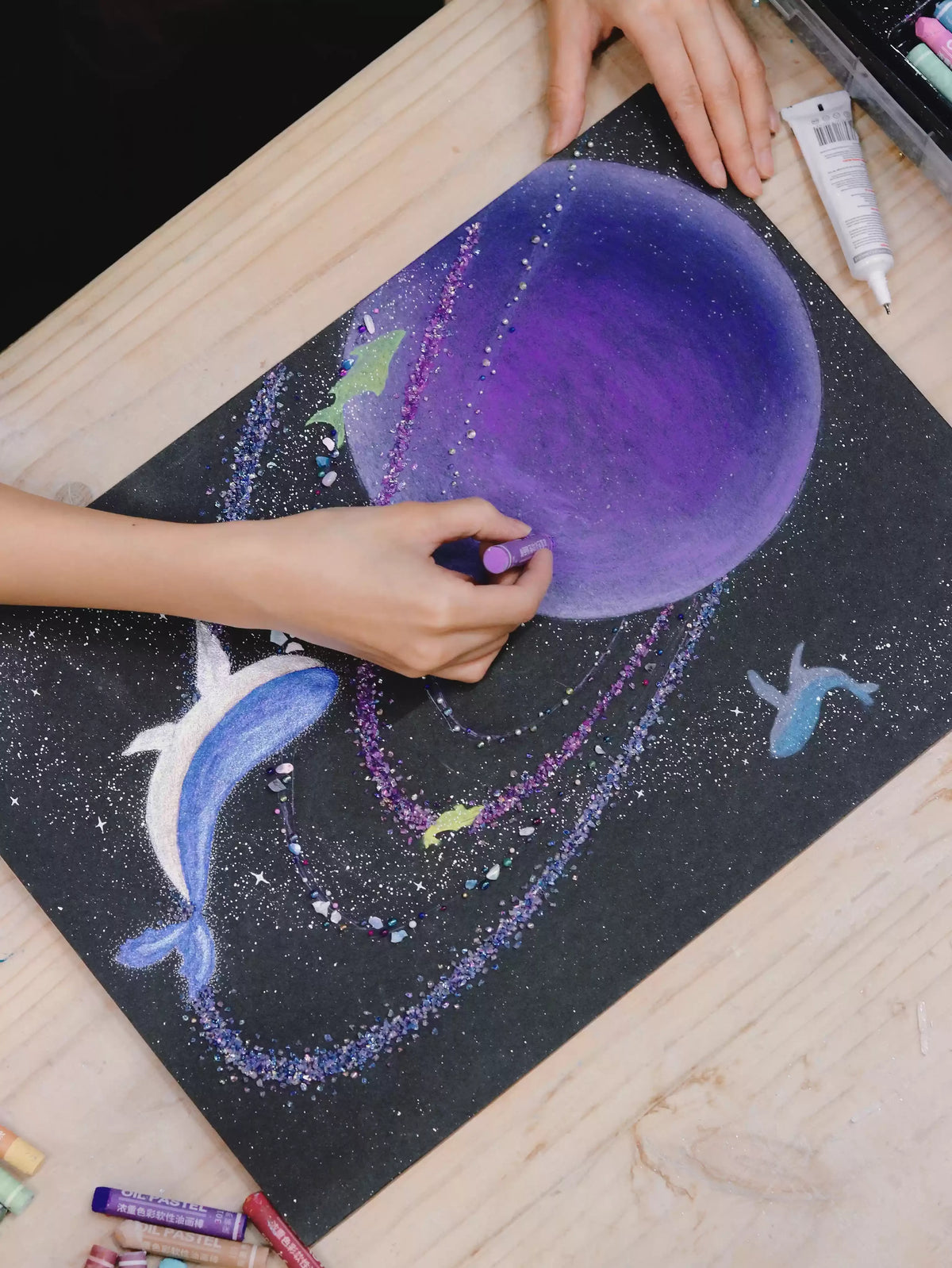 Purple Planet | Galaxy | Universe | DIY | Handmade | Material Package | Creative Gift | Home Furnishing | Hanging Painting | Dustproof Glass Cover