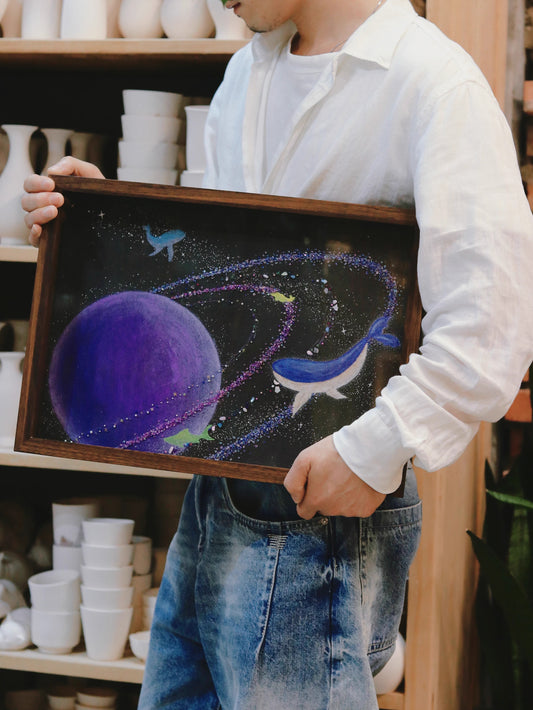 Purple Planet | Galaxy | Universe | DIY | Handmade | Material Package | Creative Gift | Home Furnishing | Hanging Painting | Dustproof Glass Cover