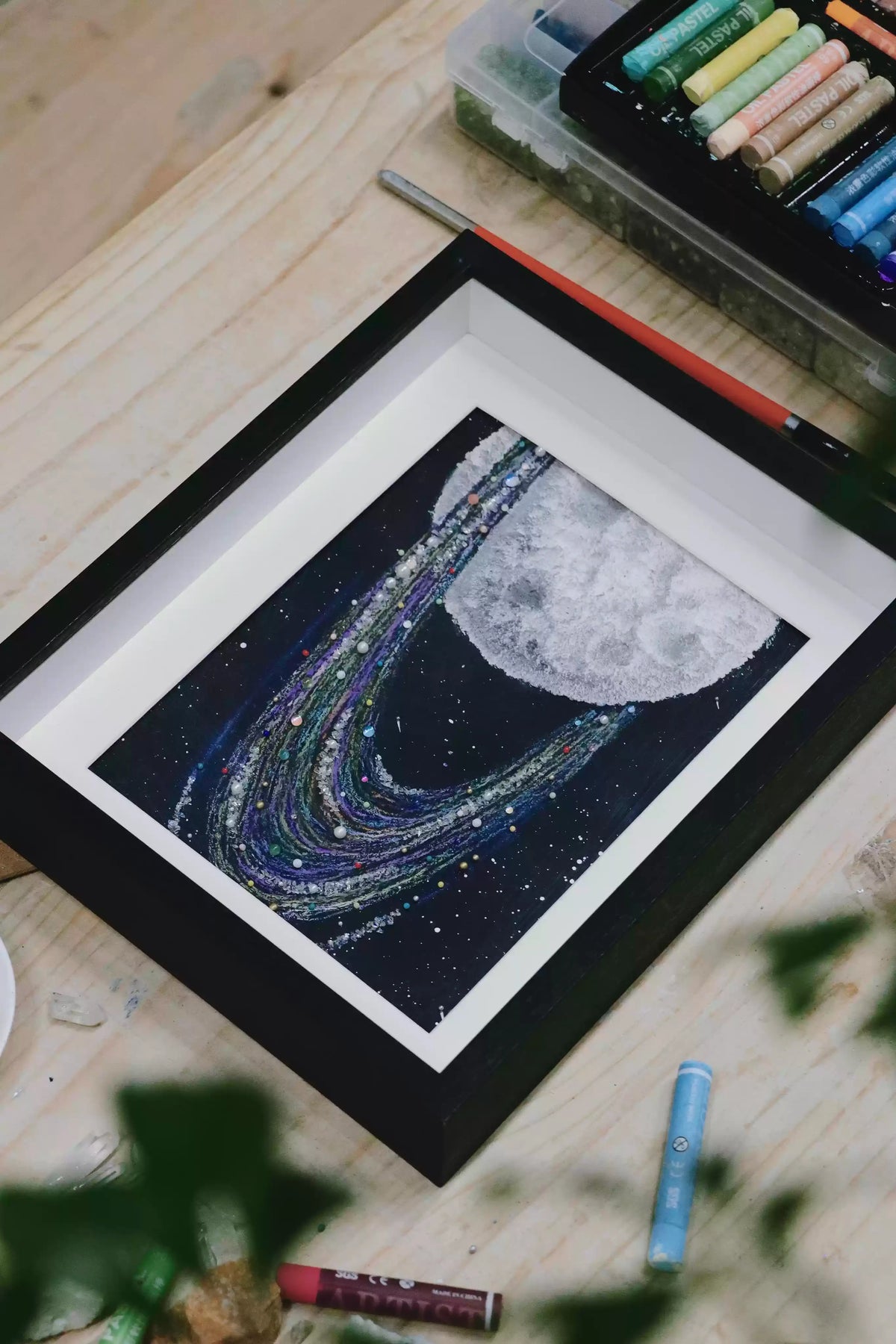 Moon | Lunar | Solar System | Texture | Quartz Sand | Decorative Painting | Gift | Home Furnishing | Handmade | DIY Material Package